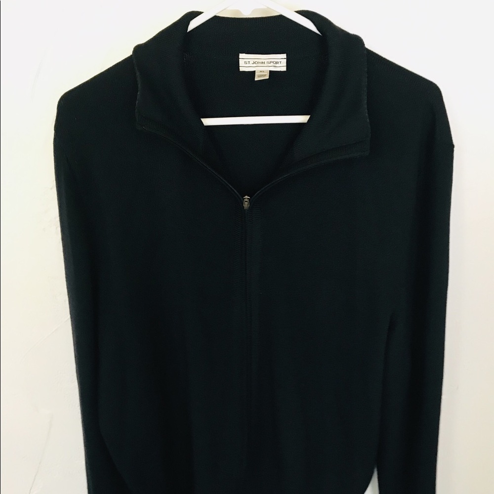 St. John sport zip wool blend jacket black xl